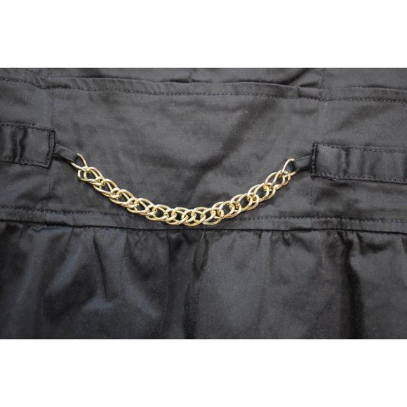 Women's Forever 21 Black Sateen Fitted Jacket Gold Chain Peplum Waist L - Picture 4 of 7